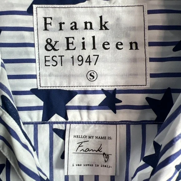 Frank & Eileen Women's Shirt Size Small Stars & Stripes Blue Long Sleeve - Picture 4 of 7